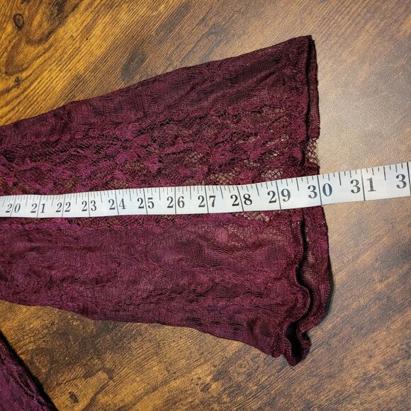 Style & Co Floral Lace Tunic Top 3x Flare Sheer Lace Sleeve Purple Coquette - Picture 8 of 9